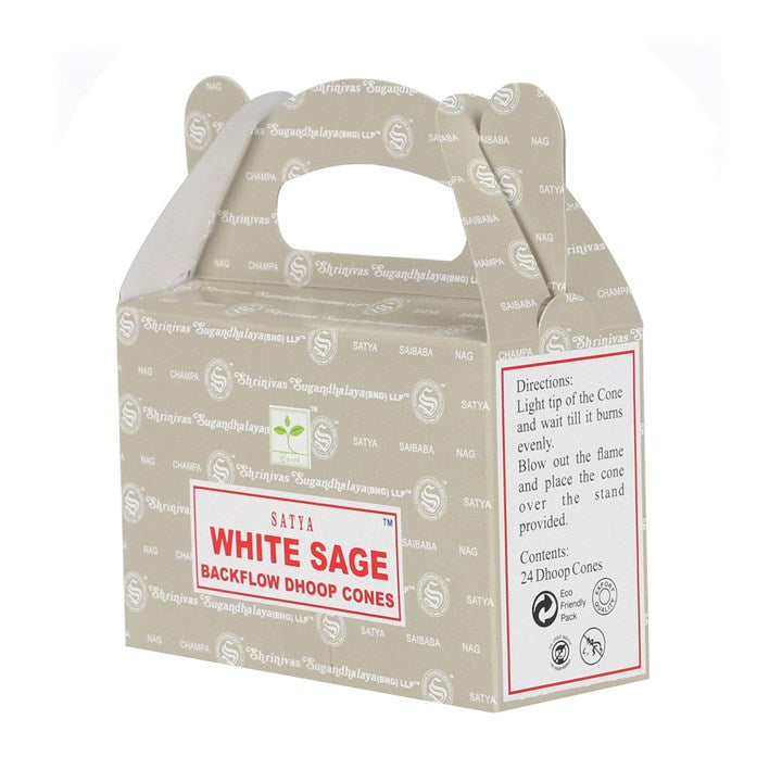 Set of 6 White Sage Backflow Dhoop Cones by Satya (6/30)