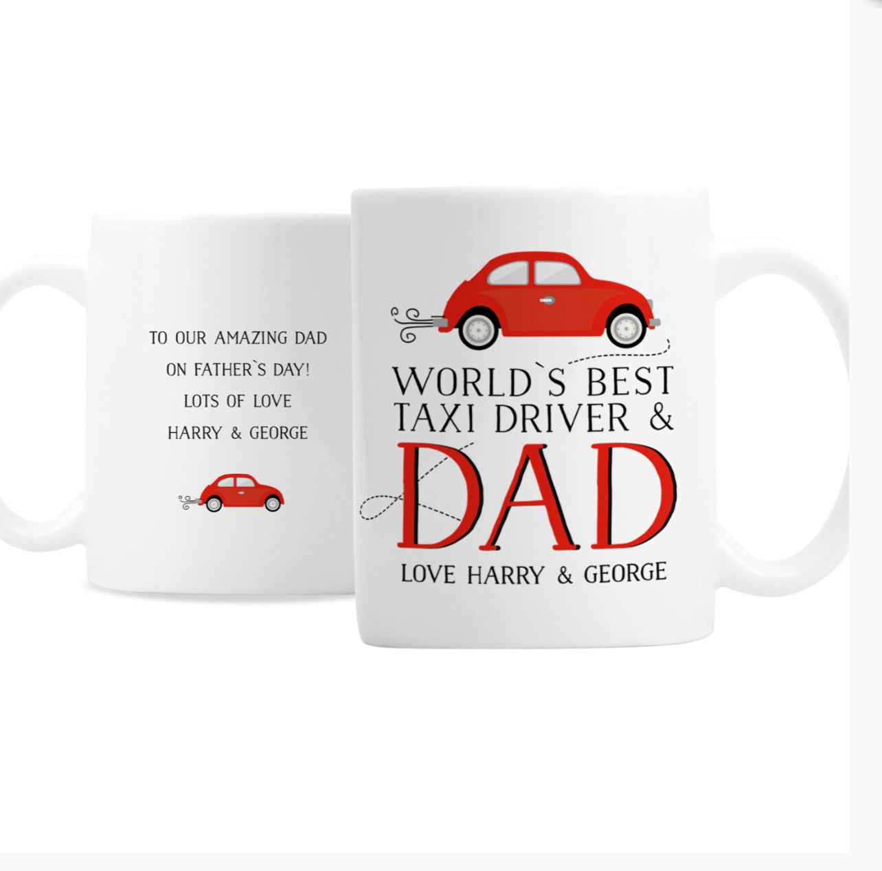 Personalised Worlds Best Taxi Driver Dad Mug