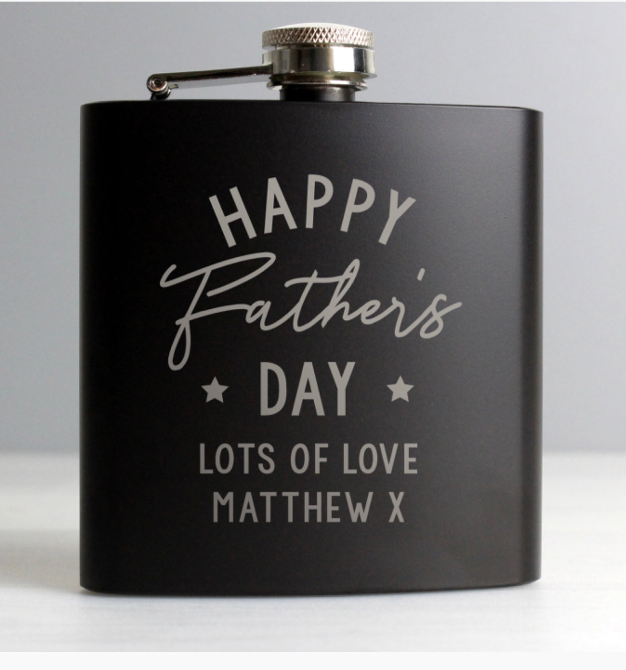 Personalised Father's Day Black Hip Flask